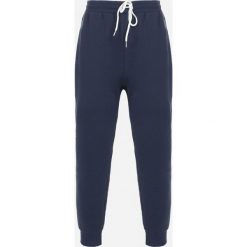 Granatowe Spodnie Dresowe Achanassa. Niebieskie spodnie dresowe męskie Born2be, bez wzorów, z dresówki. Za 74.99 zł.