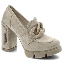 Beżowe Półbuty Carinii Damskie Eleganckie Buty. Brązowe półbuty damskie Carinii, bez wzorów, ze skóry, biznesowe, bez obcasa, na obcasie. Za 535.99 zł.