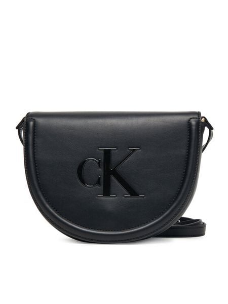 Calvin Klein Torebka Bold Ck Saddle Crossbody LV04F3221G Czarny. Czarne listonoszki damskie CALVIN KLEIN, bez wzorów, ze skóry, bez dodatków. Za 299.99 zł.