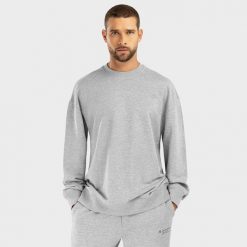 Bluza dresowa Lifestyle męska SIROKO Ash. Szare bluzy bez kaptura męskie SIROKO, bez wzorów, z bawełny, eleganckie, bez kołnierzyka, bez ramiączek. W wyprzedaży za 83.95 zł.