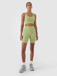 4F Legginsy kolarki bezszwowe treningowe damskie - zielone XS/S. Zielone legginsy damskie 4f, s, bez wzorów, z dzianiny. W wyprzedaży za 59.99 zł.