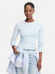 Tommy Jeans Bluzka DW0DW22783 Niebieski jasny Slim Fit. Niebieskie bluzki damskie Tommy Jeans, xl, bez wzorów, z bawełny, bez ramiączek. Za 189.99 zł.