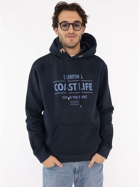 Zwillingsherz Bluza "Surfing Coast Life" w kolorze granatowym rozmiar: M. Niebieskie bluzy z kapturem męskie Zwillingsherz, m, z bawełny. Za 245.38 zł.