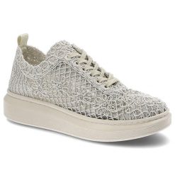 Półbuty damskie Artiker, tekstylna cholewka z ażurowym koronkowym wzorem klasyczne sznurowanie podwyższona platforma, beżowe, 50C1117. Brązowe półbuty damskie Artiker, w ażurowe wzory, z koronki, casualowe, bez obcasa, na platformie. Za 144.99 zł.