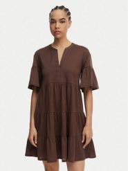 Weekend Max Mara Sukienka codzienna Saggina 2615621042 Brązowy ciemny Regular Fit. Brązowe sukienki damskie Weekend Max Mara, na co dzień, xxl, bez wzorów, z bawełny, bez kołnierzyka, bez ramiączek, proste. Za 889.99 zł.