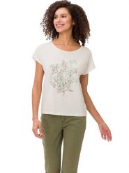 Heine Koszulka w kolorze kremowym rozmiar: 38. Brązowe bluzki damskie Heine, bez wzorów, bez kołnierzyka. Za 30.99 zł.