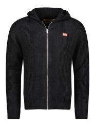 Geographical Norway Kardigan "Flexibus" w kolorze czarnym rozmiar: S. Czarne kardigany męskie Geographical Norway, s, bez wzorów, ze splotem, bez kołnierzyka. Za 70.24 zł.