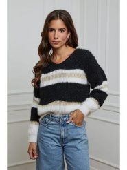 L'armoire de Suzette Sweter w kolorze czarno-białym rozmiar: 34/36. Czarne swetry klasyczne damskie L'armoire de Suzette, l, ze splotem, bez kołnierzyka. Za 117.45 zł.