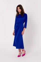 Szafirowa Midi Sukienka Typu Rybka. Niebieskie sukienki damskie MOE, l, bez wzorów, z elastanu, wizytowe, bez kołnierzyka, bez ramiączek, midi. Za 311.90 zł.