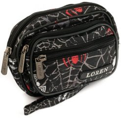 Saszetka na pasek od spodni Loren czarna S02-600D-4. Czarne paski męskie Loren, z tkaniny. Za 9.80 zł.