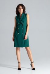 Elegancka żakietowa sukienka z kopertowym dekoltem zielona. Zielone sukienki damskie Sukienki.shop, do pracy, m, bez wzorów, biznesowe, bez kołnierzyka, bez ramiączek, midi, kopertowe. Za 239.00 zł.