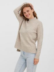 Vero Moda Sweter "Lefile" w kolorze beżowym rozmiar: XXL. Brązowe golfy damskie Vero Moda, xxl, bez wzorów, bez ramiączek. Za 100.99 zł.