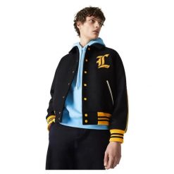 Kurtka turystyczna męska Lacoste Live Wool. Czarne kurtki męskie Lacoste, na lato, l, z aplikacjami, z dzianiny, eleganckie, bez kaptura. Za 1,167.00 zł.