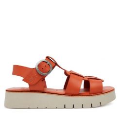 Sandały Fly London. Brązowe sandały damskie Fly London, bez wzorów, bez obcasa, na płaskiej podeszwie. Za 359.99 zł.