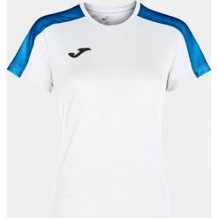 Koszulka do piłki nożnej damska Joma Academy III z krótkim rękawem. Czarne bluzki damskie Joma, m, bez wzorów, sportowe, bez kołnierzyka, bez ramiączek. Za 89.00 zł.