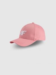 4F Czapka z daszkiem strapback damska - różowa S/M. Czerwone czapki z daszkiem damskie 4f, bez wzorów, z bawełny. Za 59.99 zł.