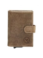 HIDE & STITCHES Skórzany portfel w kolorze beżowym - 8 x 10 x 2 cm rozmiar: onesize. Brązowe portfele męskie HIDE & STITCHES, bez wzorów, z materiału. Za 149.31 zł.