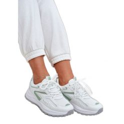 Buty Sportowe Damskie Big Star NN274A095 HI-POLY System Biało-Zielone białe. Białe buty sportowe na co dzień damskie bez wzorów, ze skóry. Za 237.59 zł.