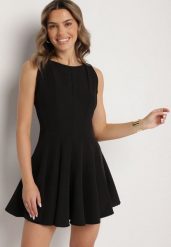 Czarna Rozkloszowana Sukienka Ozdobiona Przeszyciami Evinini. Czarne sukienki damskie Born2be, m, bez wzorów, eleganckie, bez kołnierzyka, bez ramiączek, mini, rozkloszowane. W wyprzedaży za 87.99 zł.