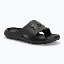 Klapki damskie Under Armour Locker V Slide black/black/black. Czarne klapki damskie Under Armour, bez wzorów, bez obcasa. Za 83.99 zł.