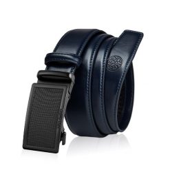 Skórzany pasek męski BETLEWSKI Granatowy 115. Niebieskie paski męskie Betlewski, bez wzorów, ze skóry. Za 99.00 zł.