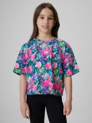 4F T-shirt boxy z nadrukiem dziewczęcy - multikolor 158/164 (12-14 lat). Koszulki dziewczęce 4f, bez wzorów, z bawełny, bez ramiączek. Za 59.99 zł.
