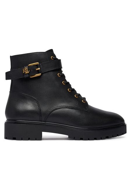 LAUREN RALPH LAUREN Trzewiki Allyson Logo Bo Bte 802P12046001 Czarny. Czarne botki damskie Lauren Ralph Lauren, ze skóry, bez obcasa, na płaskiej podeszwie, bez zapięcia. Za 1,199.00 zł.