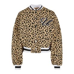 Kurtka Damska Z Nadrukiem Na Całej Powierzchni Oversized Varsity Jacket. Brązowe kurtki damskie Urban Classics, l, bez wzorów, bez kaptura. Za 256.99 zł.