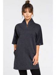 Be Wear Tunika w kolorze antracytowym rozmiar: XL. Czarne tuniki damskie Be Wear, na co dzień, xl, bez wzorów, bez kołnierzyka, bez ramiączek. Za 113.95 zł.