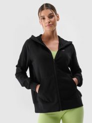 4F Bluza dresowa rozpinana z kapturem damska - czarna L. Czarne bluzy z kapturem damskie 4f, l, z bawełny. Za 159.99 zł.