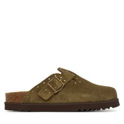 Klapki Scholl. Brązowe klapki damskie Scholl, bez wzorów, bez obcasa. Za 505.99 zł.