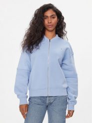 Tommy Jeans Bluza Tjw Zip Thru Bomber DW0DW17957 Błękitny Regular Fit. Niebieskie bluzy bez kaptura damskie Tommy Jeans, xxs, z bawełny. Za 569.99 zł.