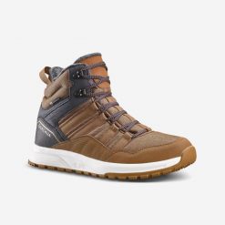 Buty turystyczne męskie Quechua SH500 Mid wodoodporne. Brązowe buty trekkingowe męskie QUECHUA, na zimę, bez zapięcia, trekkingowe. W wyprzedaży za 169.99 zł.
