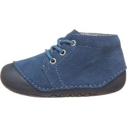 Skórzane buty w kolorze granatowym do nauki chodzenia. Niebieskie buciki dla niemowląt Richter, ze skóry, bez zapięcia. W wyprzedaży za 108.95 zł.