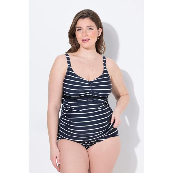 Damskie tankini Bellieva góra bez miękkich miseczek prążki. Niebieskie bikini damskie Ulla Popken, bez wzorów, plus size. Za 179.99 zł.