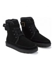 NICEBAY Skorzane kozaki zimowe "Gayana" w kolorze czarnym rozmiar: 40. Czarne kozaki damskie Nicebay, z materiału, bez obcasa. Za 279.11 zł.