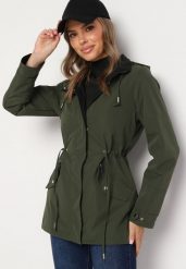 Ciemnozielona Kurtka Parka Dwustronna Ozdobiona Guzikami przy Rękawach Mivanea. Zielone kurtki damskie Born2be, na jesień, l, bez wzorów, z jeansu. Za 149.99 zł.