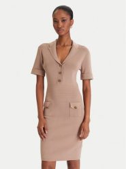 Guess Sukienka dzianinowa W5YK29 Z0130 Beżowy Slim Fit. Brązowe sukienki damskie Guess, xs, z aplikacjami, z dzianiny, bez kołnierzyka, bez ramiączek. Za 309.99 zł.