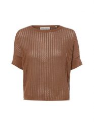 Marc O'Polo sweter z krótkim rękawem i zawartością lnu Kobiety Bawełna brązowy, S. Brązowe swetry klasyczne damskie Marc O´Polo, s, z bawełny, bez kołnierzyka. Za 379.95 zł.
