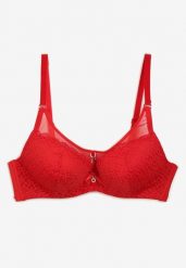 Czerwony Koronkowy Biustonosz Push-Up Evantia. Czerwone biustonosze Renee, bez wzorów, z koronki. Za 34.99 zł.