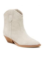 Badura Botki V365-17 Szary. Szare botki damskie Badura, ze skóry, bez obcasa, na słupku, bez zapięcia. Za 229.99 zł.