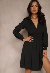 Czarna Sukienka z Wiskozą o Rozkloszowanym Kroju Selaitea. Czarne sukienki damskie Renee, na co dzień, l, bez wzorów, z wiskozy, eleganckie, bez kołnierzyka, bez ramiączek, mini, rozkloszowane. W wyprzedaży za 135.99 zł.