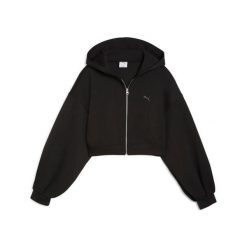 Damska bluza z kapturem full zip Puma Cropped. Czarne bluzy z kapturem damskie Puma, l, z dresówki. Za 272.00 zł.