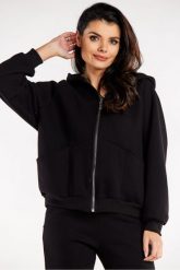 Luźna bluza z kapturem rozpinana z kieszeniami czarna. Czarne bluzy z kapturem damskie Infinite You, l, z bawełny. Za 259.00 zł.