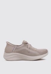 Buty sportowe Sneakersy damskie, Slip-Ins Ultra Flex 3.0 - Brilliant. Brązowe buty sportowe na co dzień damskie Skechers, bez wzorów, z materiału, trekkingowe. Za 339.99 zł.