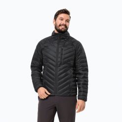 Kurtka puchowa męska Jack Wolfskin Passamani Down. Czarne kurtki męskie Jack Wolfskin, m, bez wzorów, z puchu, sportowe, bez kaptura. Za 629.99 zł.