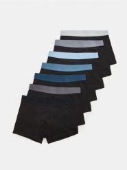 Bokserki OEKO-TEX 7 pack - czarny. Czarne bokserki męskie Sinsay, bez wzorów. Za 59.99 zł.