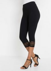 Legginsy rybaczki z bawełną organiczną. Czarne legginsy damskie bonprix, bez wzorów, z bawełny. Za 82.99 zł.