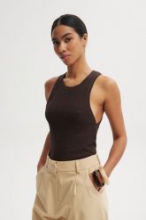 TOP GWEN CZEKOLADOWY XL - Flawless. Brązowe topy damskie Flawless, uniwersalny, bez wzorów, z bawełny, bez kołnierzyka. Za 229.00 zł.