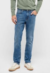 Męskie Spodnie jeansowe Mustang Style Orlando Slim Denim Blue 1016984 5000 623. Niebieskie spodnie materiałowe męskie Mustang, bez wzorów, z denimu. Za 219.99 zł.